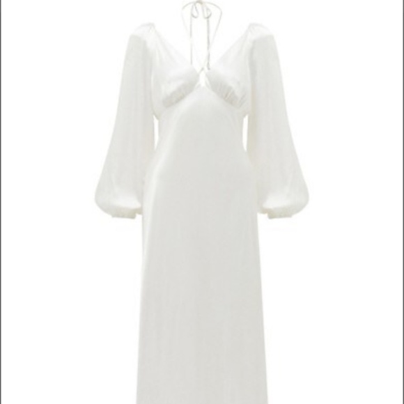 Ever New  Cut Out Midi Open Back Puff-Sleeve white Midi Dress - Picture 1 of 4